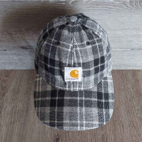 Carhartt Logo Flannel Baseball Cap Hat Plaid - Picture 2 of 5